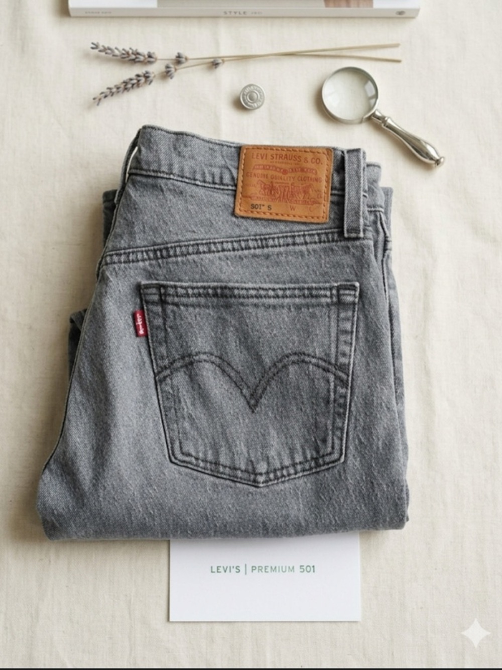 401. LEVI'S PREMIUM | 501 Original "S" Gray Straight Leg Big E Jeans | 14/10/26